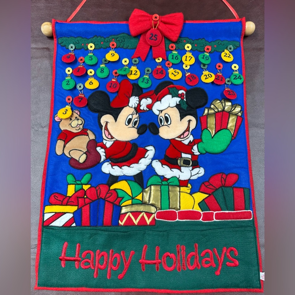 Disney Festive Wall Hanging with Mickey and Minnie - Red, Green, Blue